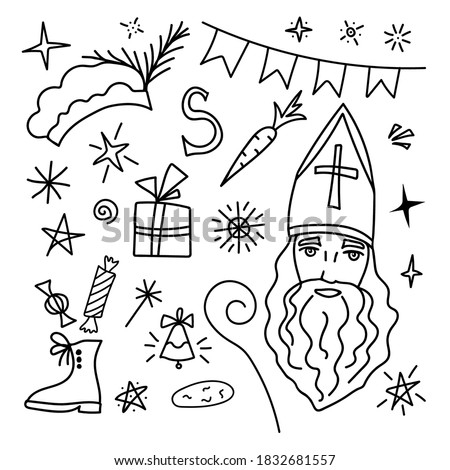 Stock fotó: Cute Santa Claus Isolated On A White Background Sketch Of Christmas Festive Poster Party Invitatio