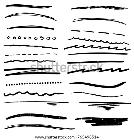 Stockfoto: Marker Lines Vector Highlighter Brush Lines Hand Drawing Vector Illustration