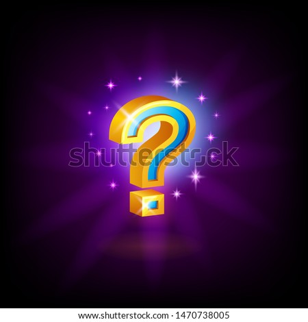 Gold Blue Question Mark Slot Icon With Sparkles For Online Casino Or Mobile Game Vector Illustratio Zdjęcia stock © MarySan