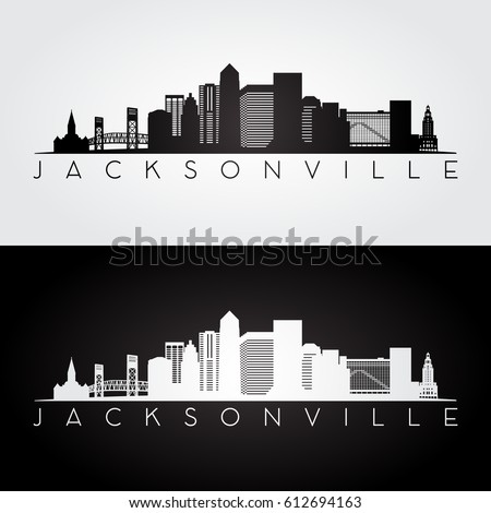 ストックフォト: Jacksonville City Skyline Florida - Outline Of Downtown Of Jack