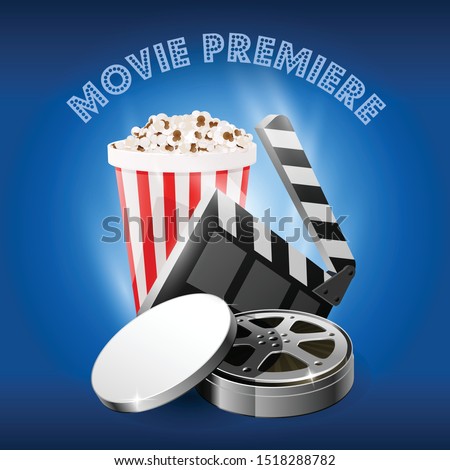 ストックフォト: Movie Premiere Film Reel In Open Round Metal Box Cinema First