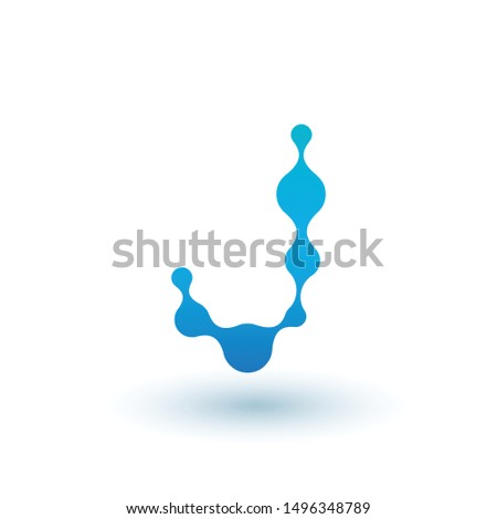 Stock fotó: Water Molecular Initial Letter J Logo Design Fluid Liquid Design Element With Dots And Shadow Stoc