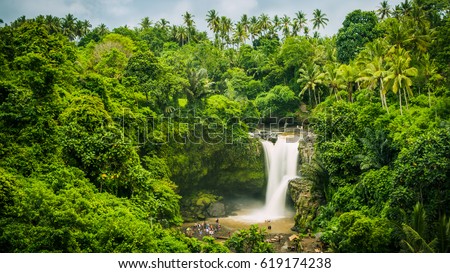 Stockfoto: Tegenungan Waterfall Near Ubud Bali Indonesia Tegenungan Waterfall Is A Popular Destination For T