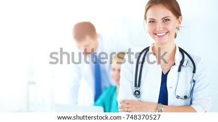 Stock foto: Smiling Medical Doctor Woman And Family