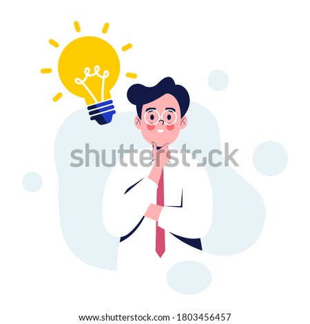 Stok fotoğraf: Creative Idea Smart Boss Man With Light Bulb In His Head Brig