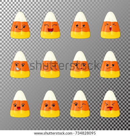 Foto stock: Candy Corns Winking Emoji Sweet Emotion Happy Sweets For Hallo