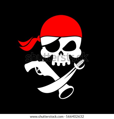 Foto d'archivio: Pirate Flag Skull Black Banner Filibuster Head Skeleton Pirate