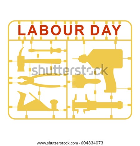 Foto stock: Labor Day Is Set Of Tools Plastic Kit With Metalwork Instrument