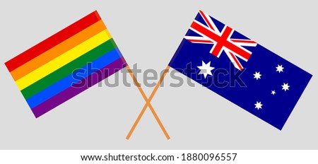 Stockfoto: Australia Lgbt Flag Australian Symbol Of Tolerant Gay Sign Rai