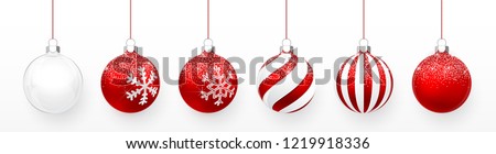 Foto stock: Red Christmas Ball With Snow Effect Xmas Glass Ball On Transparent Background Holiday Decoration T