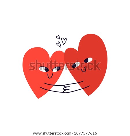 Foto stock: Lovers Looking At Each Other And Hugging Heart Shape Happy Valentines Day Couple In Love Cute C