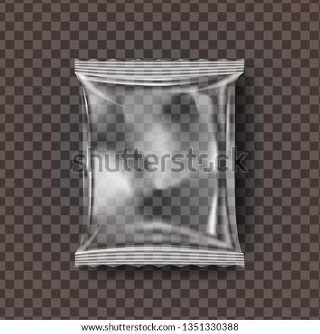 商業照片: Plastic Snack Packaging Vector Transparent Pillow Bag Wrap Empty Product Polyethylene Mock Up Temp