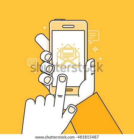 Stock fotó: Mobile Phone Chat Message Line Icon Linear Style Sign For Mobile Concept And Web Design Smartphone