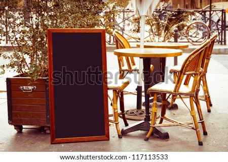 Restaurants Terrace With Blackboard Stock foto © ilolab