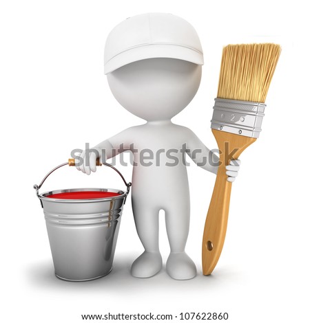 3d Wood Man As A Painter Foto stock © 3dmask