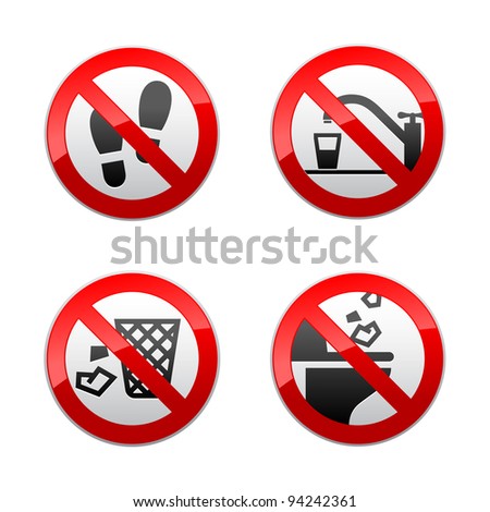 Foto stock: Set Prohibited Signs - Wc