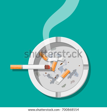 Stock photo: Smoking Cigarettes Addiction And Health Issue Concept Flat Lay