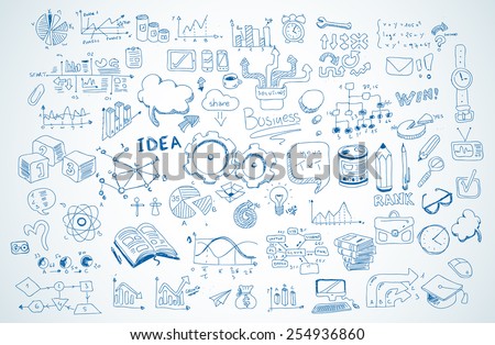 Stock photo: Business Doodles Sketch Set Infographics Elements Isolated