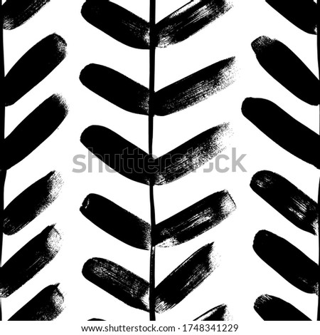 Foto d'archivio: Hand Drawn Vertical Zigzag Lines Vector Seamless Black And White Pattern