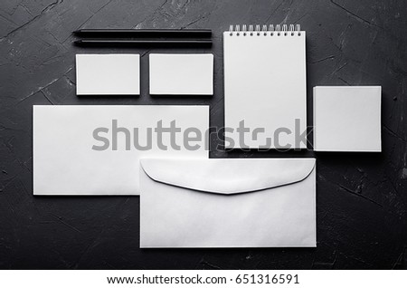 Stock photo: Blank Stationery On Elegant Dark Grey Concrete Texture Corporate Identity Template Mock Up For Bra