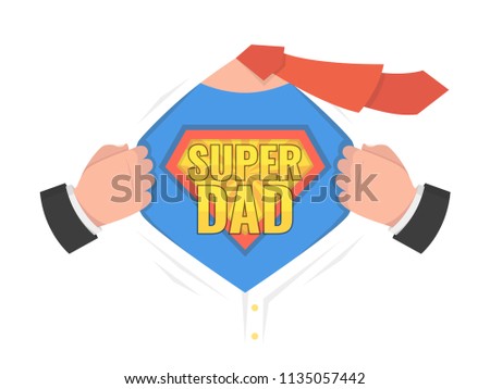 Stockfoto: Super Dad Vector Fathers Day Shield Badge Isolated Flat Cartoon Illudtration