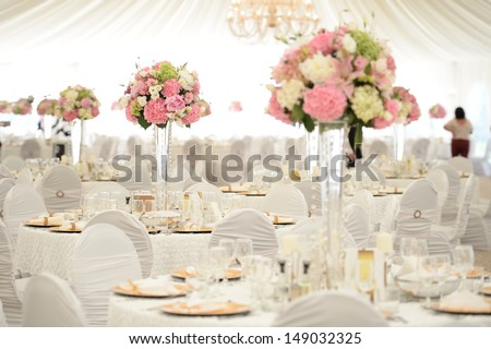 Foto stock: Beautiful Flowers On Table In Wedding Day