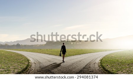 Stock photo: Choices Of A Businesswoman At A Crossroads Concept Of Decision