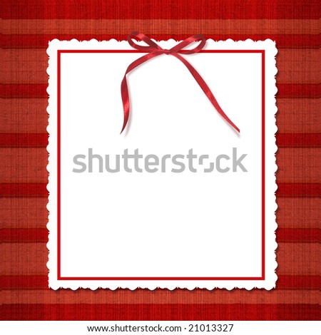 Stockfoto: Framework For A Photo Or Invitations A Red Bow A Beautiful Bac