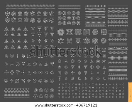 Foto stock: Esoteric Alchemy Sacred Geometry Tribal And Aztec Sacred Geometry Mystic Shapes Symbol And Ico