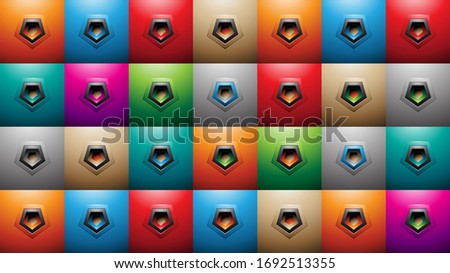 [[stock_photo]]: Embossed Pentagon Shapes On Colorful Squares Background Vector I