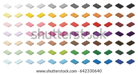 Сток-фото: Children Brick Toy Simple Colorful Bricks 3x2 Low Isolated On White Background