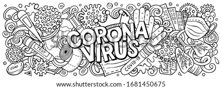 Cartoon Vector Doodles Quarantine Illustration Line Art Epidemic Picture Stock photo © balabolka