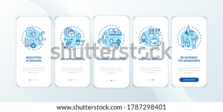 ストックフォト: Causes Of Unemployment Onboarding Mobile App Page Screen With Concepts