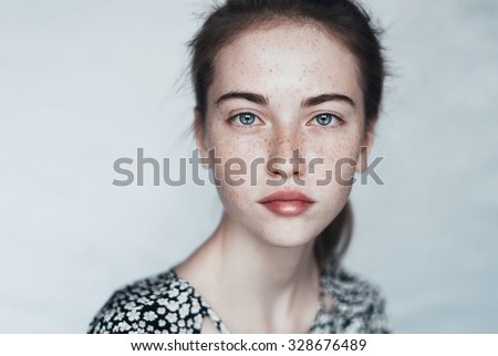 Stockfoto: Close Up Portrait Of A Fresh And Beautiful Young Fashion Model P