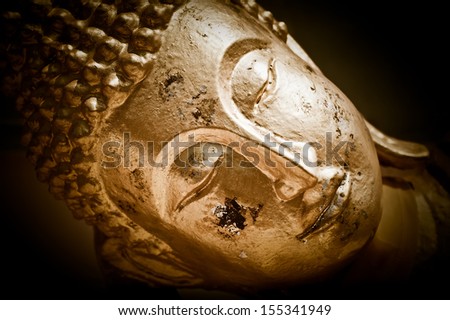 ストックフォト: Close Up Face Of Resting Golden Buddha Tuesday In Wat Phra Yai