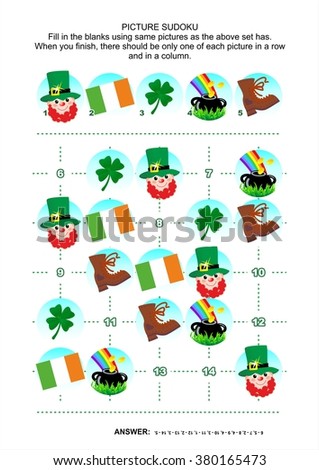 St Patricks Day Themed Visual Logic Puzzle Imagine de stoc © ratselmeister