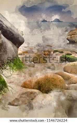 Stock photo: Beautiful Landscpae Of Porth Nanven Beach Cornwall England