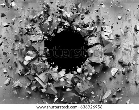 Stock photo: Collapsing Cement Wall The Background For Illustrations