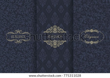 Stock photo: Set Damask Seamless Ornament Vintage Pattern Vector Illustratio