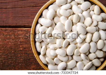 Stok fotoğraf: Border Of White Kidney Beans Closeup With Copy Space On White Background