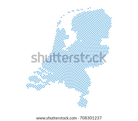 Stock foto: Vector Abstract Halftone Illustration Of Netherlands Map With Na