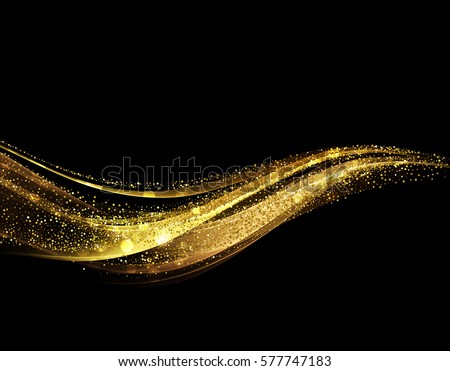 Zdjęcia stock: Golden Gift Voucher Abstract Template Gold On Black Design Golden Ribbon Vector Illustration