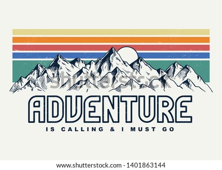 ストックフォト: Into The Wild - Outdoors Adventure Silhouette Badge With Mountains Compass Matches Symbols Nice F