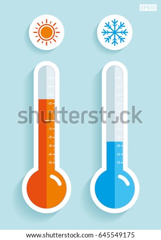 Zdjęcia stock: Hot And Cold Temperature - Flat Design Style Vector Illustration