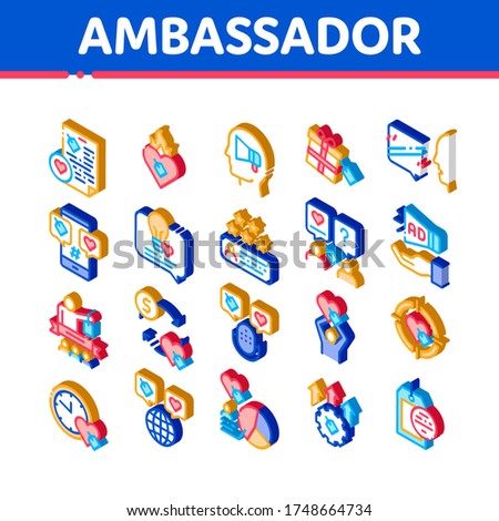 Ambassador Creative Isometric Icons Set Vector Foto stock © pikepicture