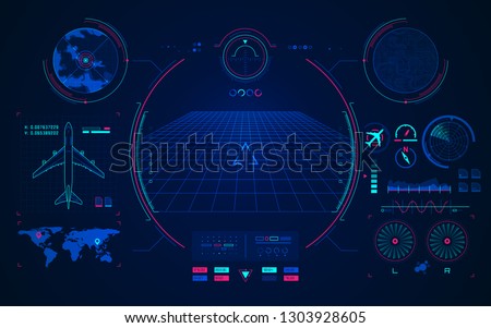 Stock fotó: Background With The Navigator Radar For Plane And Aircraft Vector