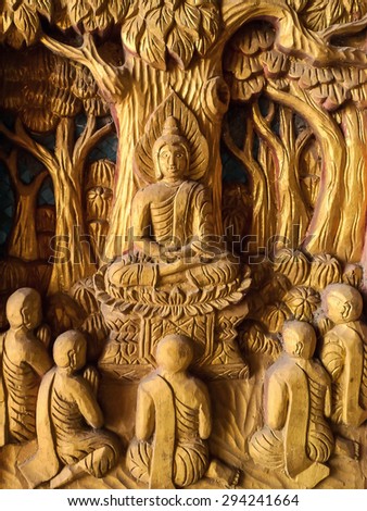 Stock photo: Buddha Carved Wood