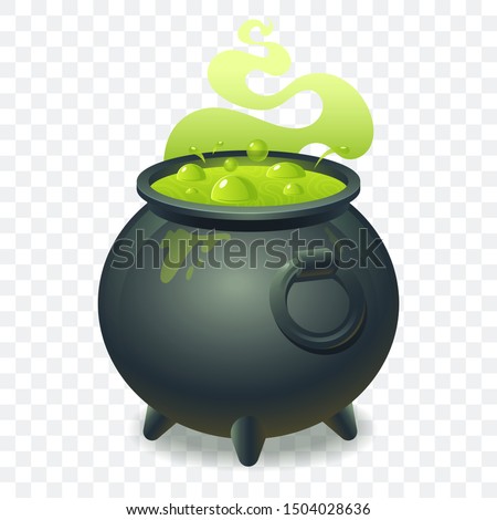 Stok fotoğraf: Green Magic Potion In Cauldron Boiling Pot Halloween Accessory Object