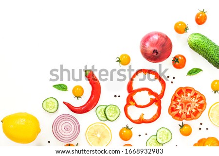 Stockfoto: Sliced Pink Onion Isolated Frame With Copy Space Food Background