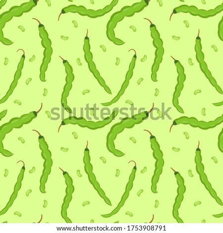 Stok fotoğraf: Haricot Bean Seamless Pattern Green Pod Endless Background Texture Vegetable Backdrop Vector Ill